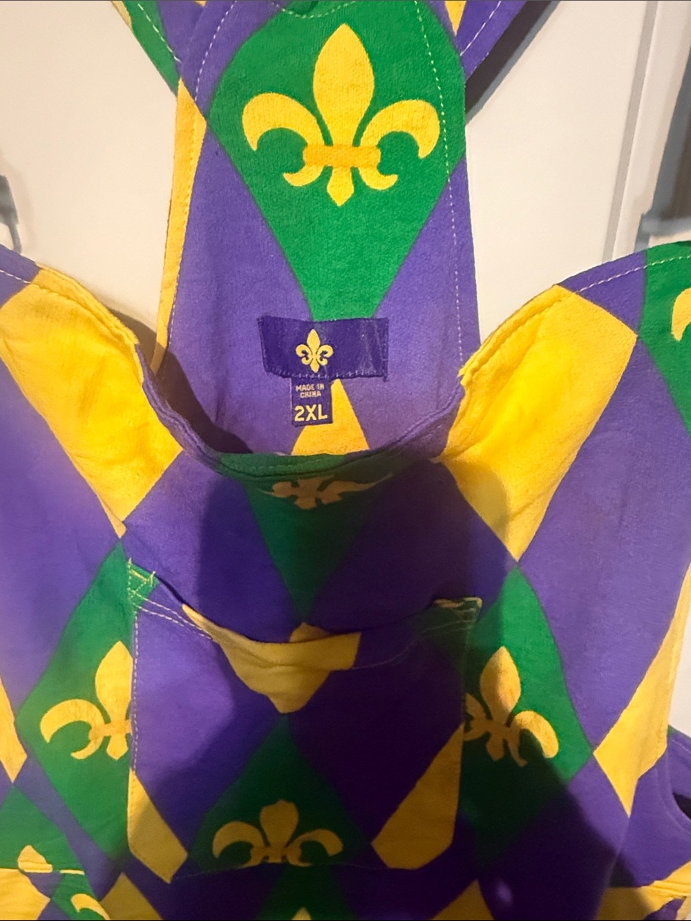 Mardi Gras Fleur-de-Lis Harlequin Overalls - Picture 2 of 2
